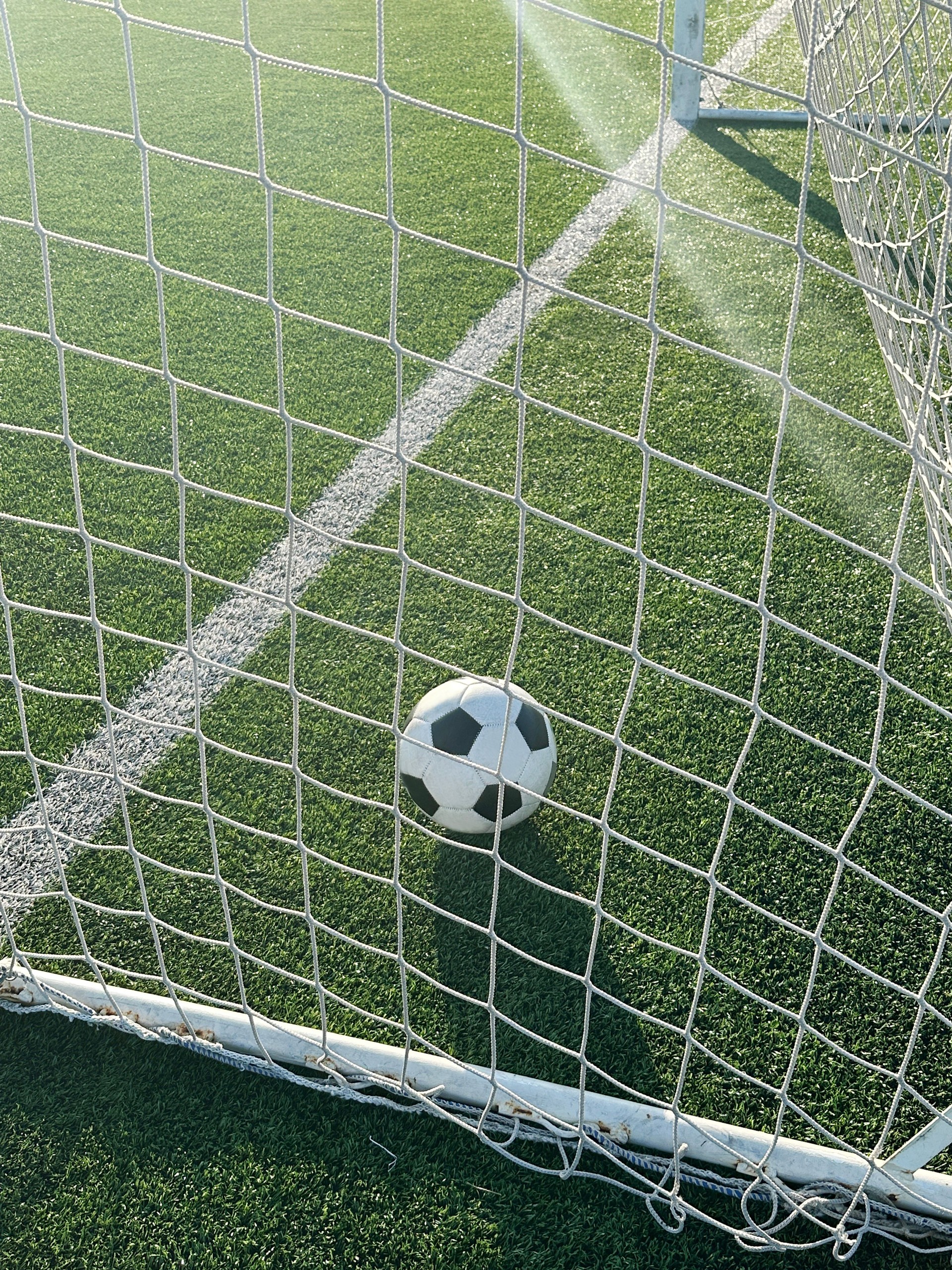 Soccer ball in goal. Football.